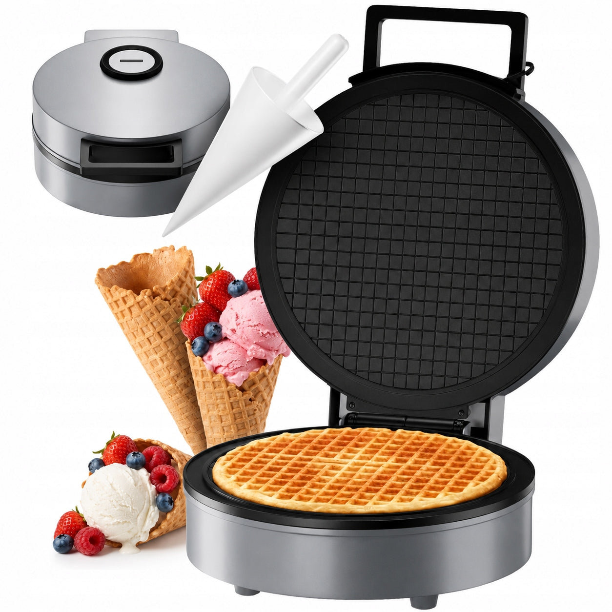 WAFER TOASTER TUBE WAFER ICE CREAM CONES 1200W BAKER Ø20cm Packaging status original