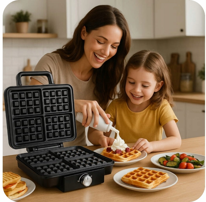 WAFFLE IRON 2200W 4 WAFFLES SIMULTANEOUSLY NON-STICK STRONG FAST +FREEBIE Manufacturer code GOFROWNICA GIROX 2200W