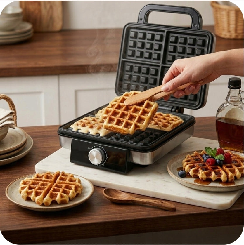 WAFFLE IRON 2200W 4 WAFFLES SIMULTANEOUSLY NON-STICK STRONG FAST +FREEBIE Power rating 2200 W