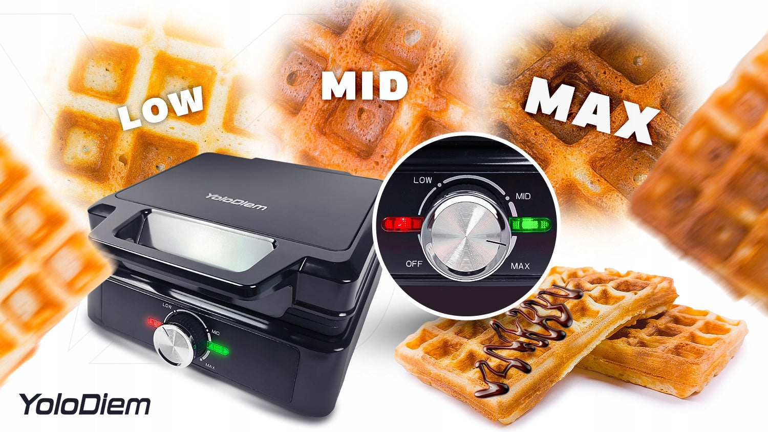 WAFFLE IRON 2300W 2 LARGE WAFFLES CRISP ADJUSTMENT NONSTICK COATING Manufacturer code Gofrownica 2000W 1600W 2300W Gofrownice Pro