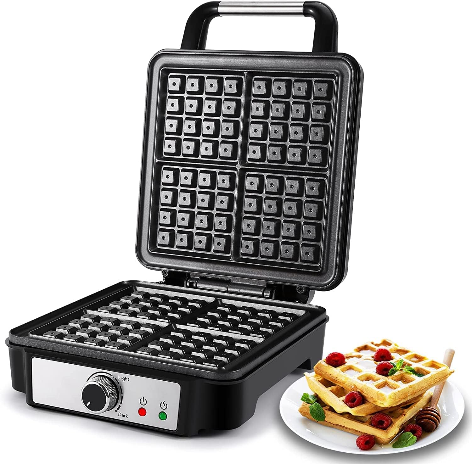 WAFFLE IRON XL 1200W FOR 4 WAFFLES TEMPERATURE CONTROL Monxook SW-2130M 230V Power rating 1200 W