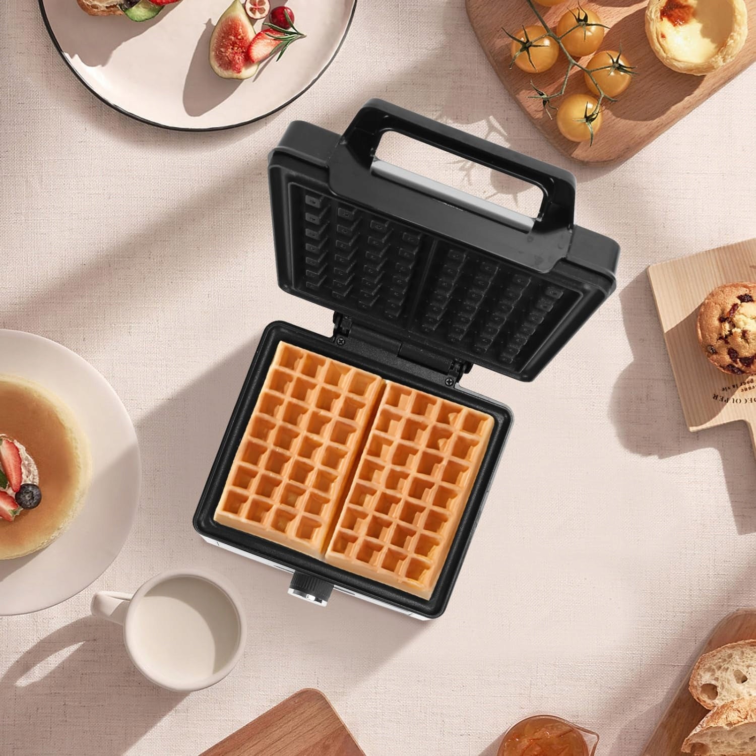 WAFFLE MAKER 2 BELGIAN WAFFLES 1600W NON-STICK LED ADJUSTMENT Kind automatic