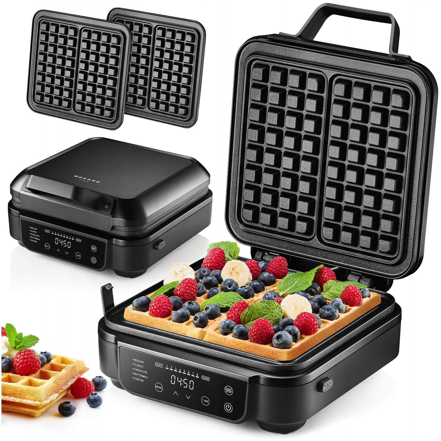 WAFFLE MAKER 2 LARGE WAFFLES GENIUS 2200 5 PROGRAMS 8 DEGREES BAKING