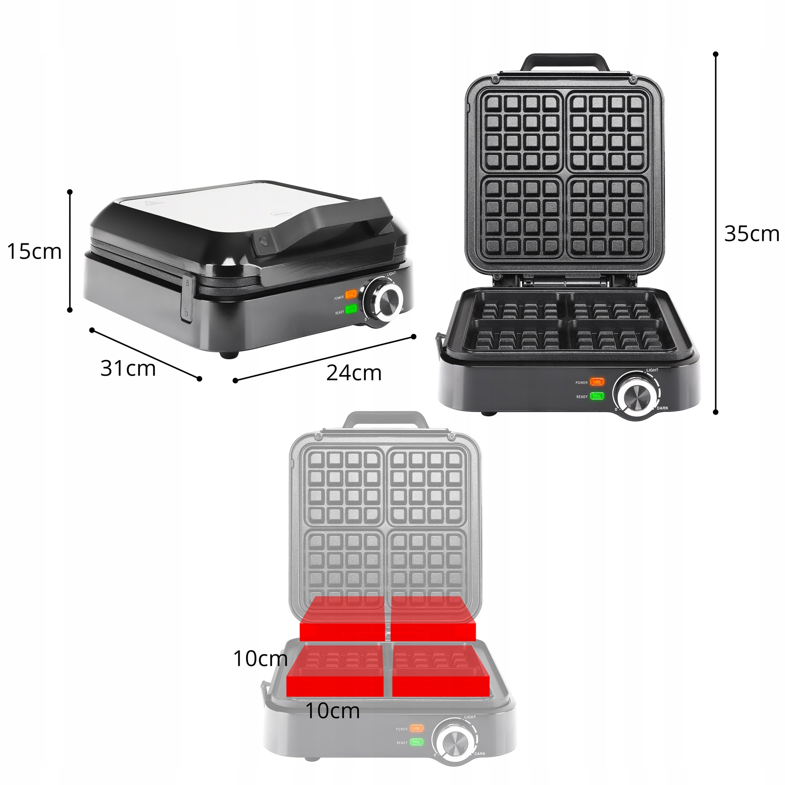 WAFFLE MAKER ELDOM WA1700 GOFRETTI 4 WAFFLES MAX 2000W Brand Eldom