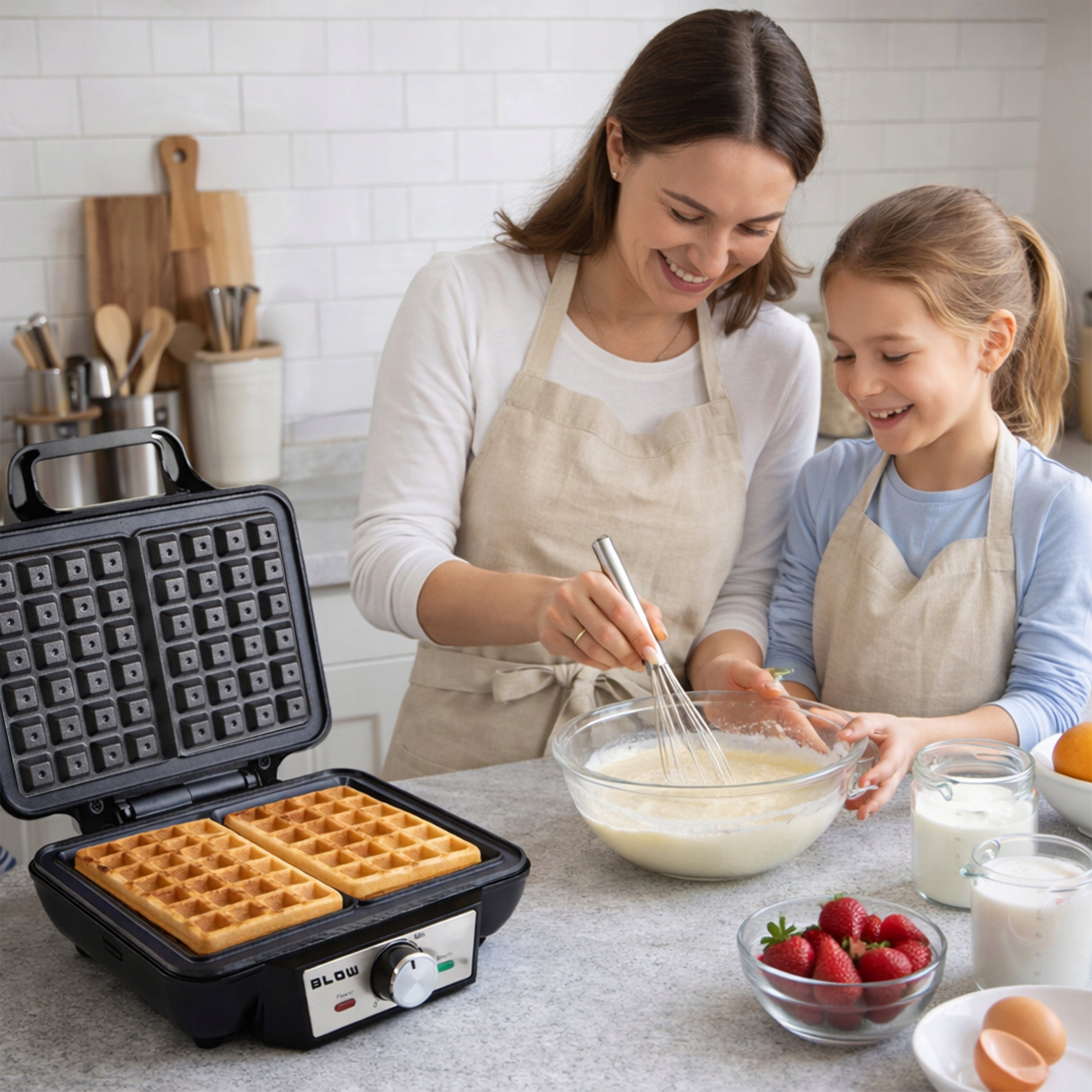 WAFFLE MAKER FOR 2 LARGE CRISPY WAFFLES TEMPERATURE CONTROL XXL STRONG 2200W Packaging status original