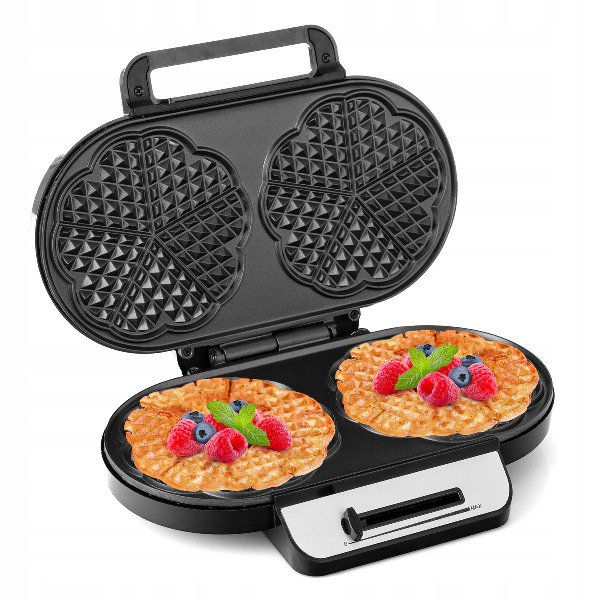 WAFFLE MAKER FOR 2 LARGE WAFFLE HEARTS ADJUSTABLE STRONG NON-LEAKING 2000W