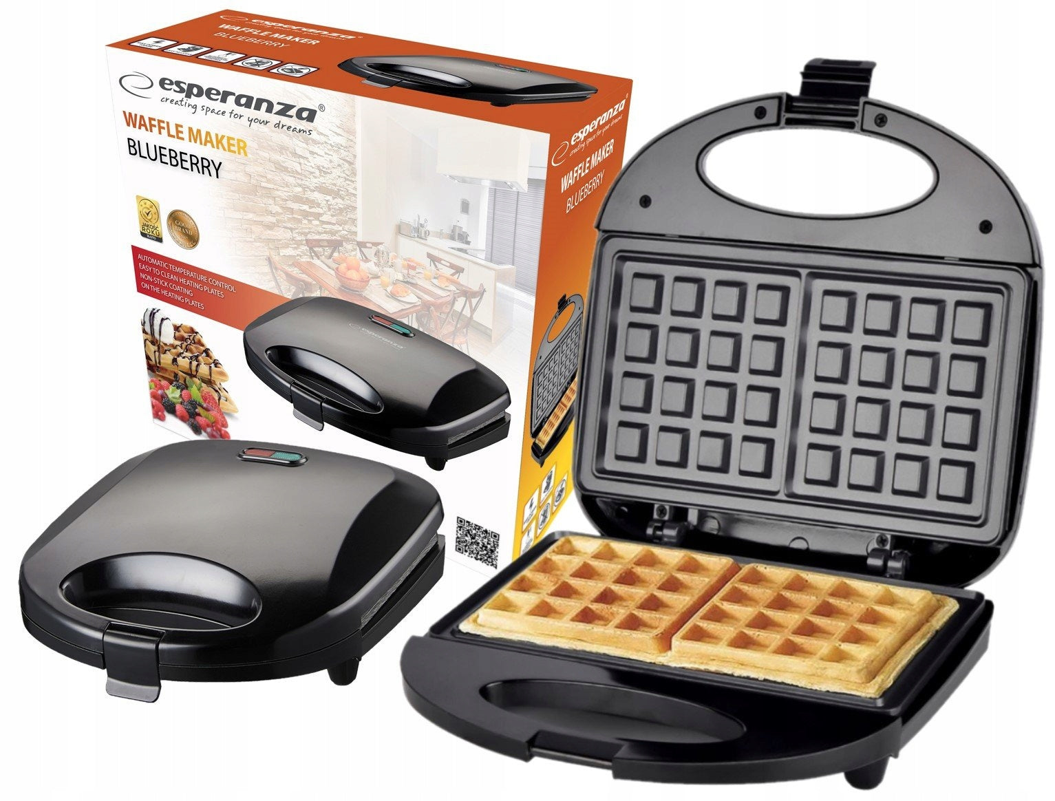 WAFFLE MAKER TOASTER 2 WAFFLES 1000W SOLID