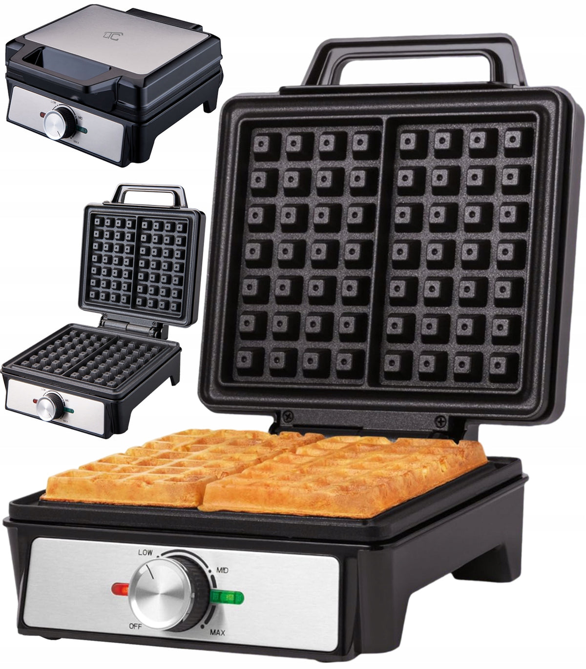 WAFFLE MAKER XXL 2 WAFFLES WITH TEMPERATURE CONTROL FLUFFY CRISPY WAFFLES Manufacturer code GOFROWNICA NIEPRZYWIERAJĄCA