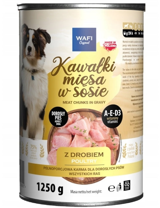 WAFI WET DOG FOOD PIECES IN SAUCE MIX OF FLAVORS 12X1250G CAN EAN (GTIN) 5905913066103