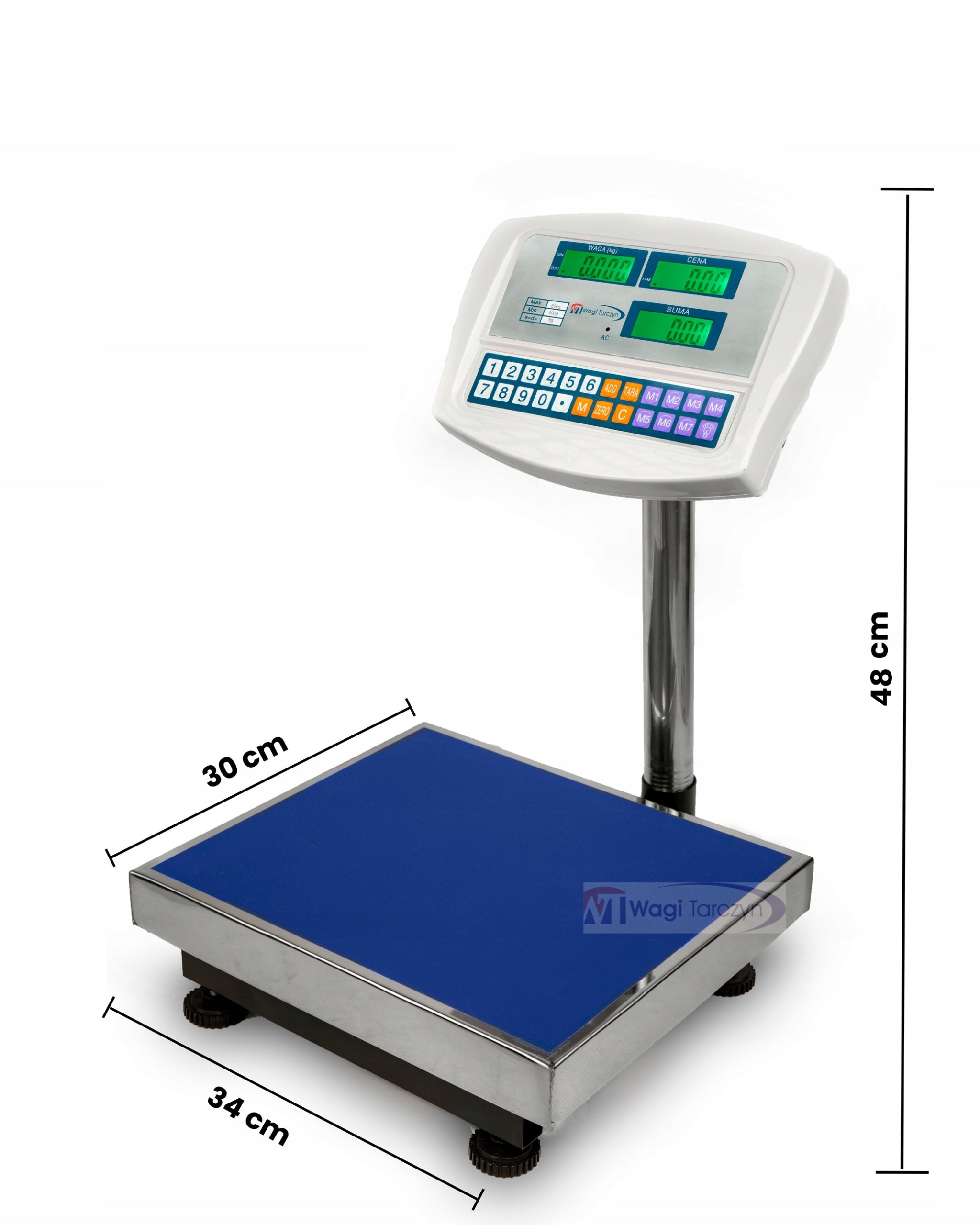 WAGI TARCZYN 60KG 5g STORAGE SCALE ELECTRONIC CATERING SHOP Power supply battery and mains