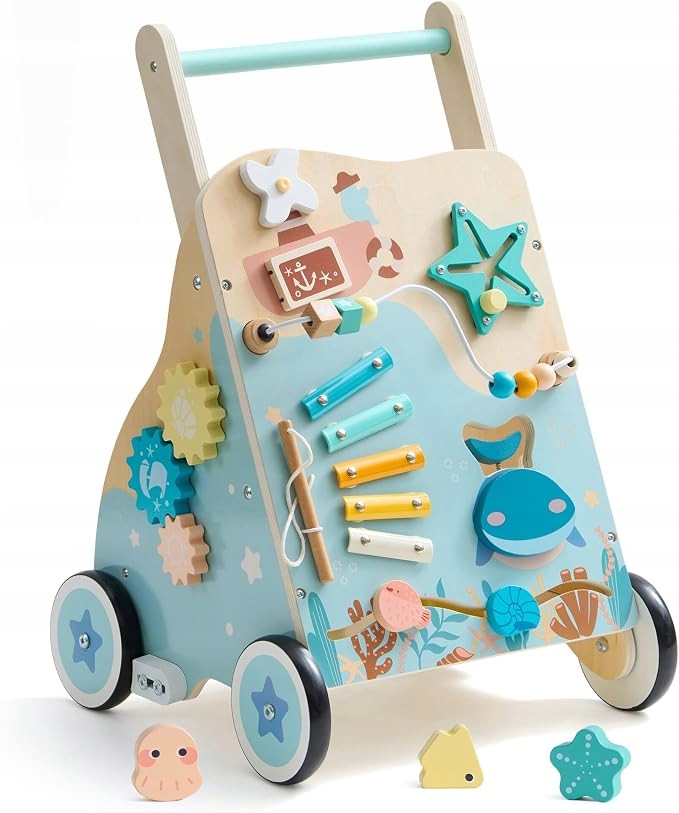 WALKER EDUCATIONAL PUSHER WOODEN ROBUD RUBBER WHEELS