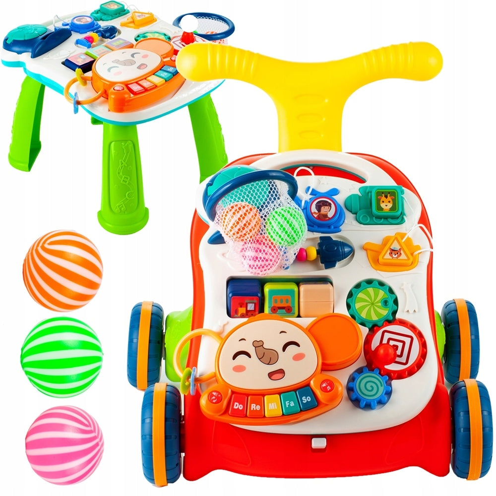 WALKER PUSHER EDUCATIONAL TABLE INTERACTIVE PANEL BASKET 5IN1 FOR CHILDREN