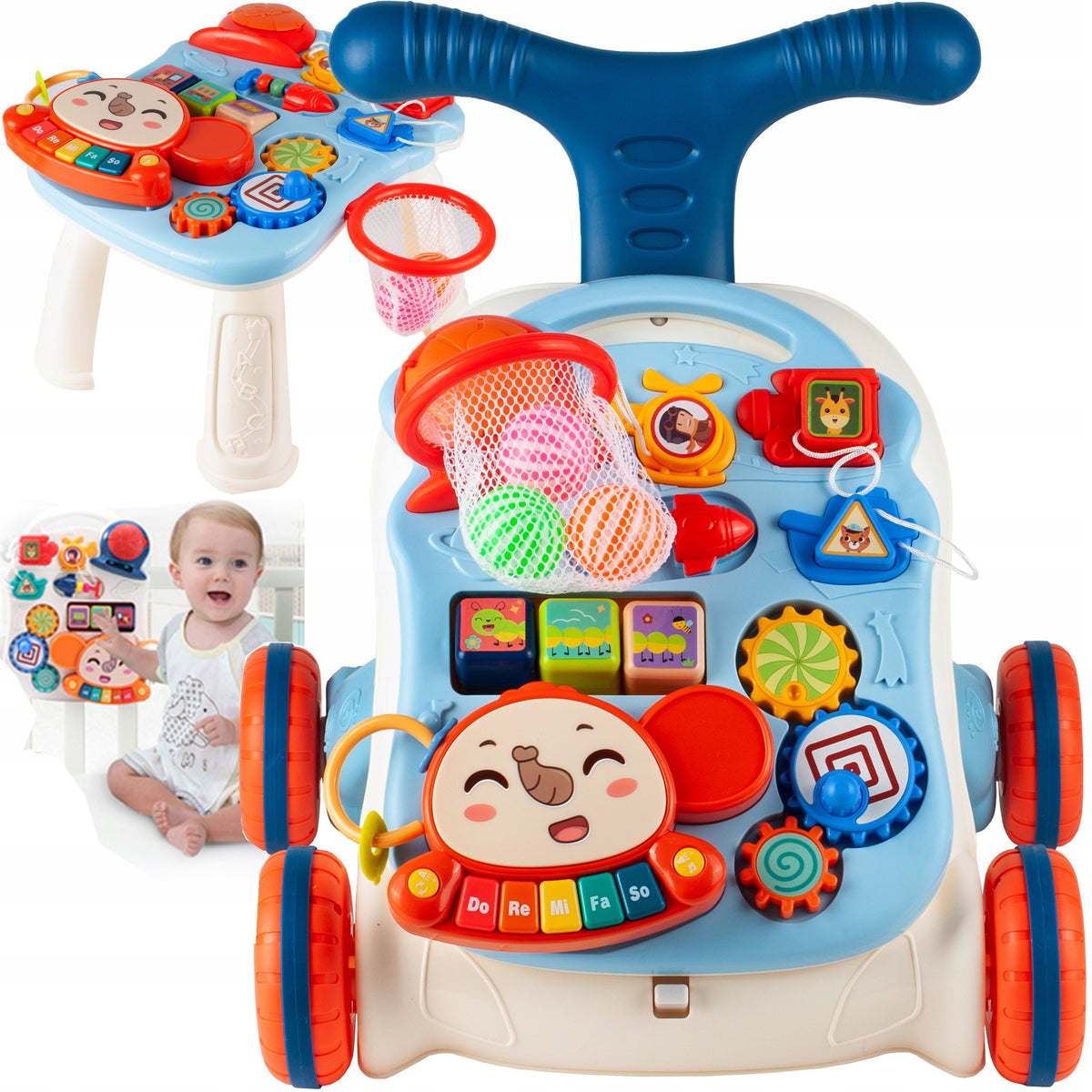 WALKER PUSHER EDUCATIONAL TABLE PANEL INTERACTIVE BASKETBALL BALLS 5IN1