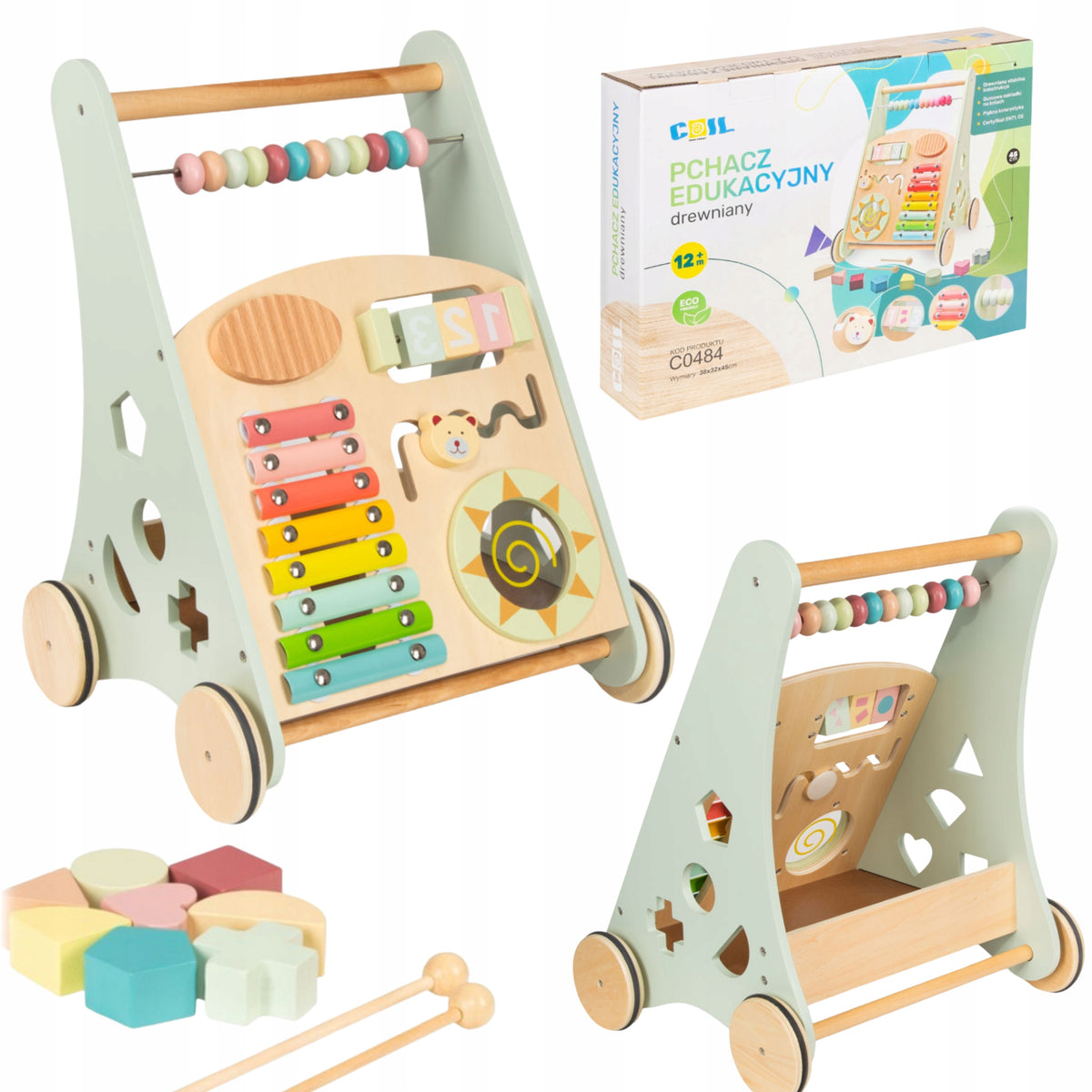 WALKER PUSHER INTERACTIVE FOR CHILDREN COLORS RIDE-ON EDUCATIONAL SORTER
