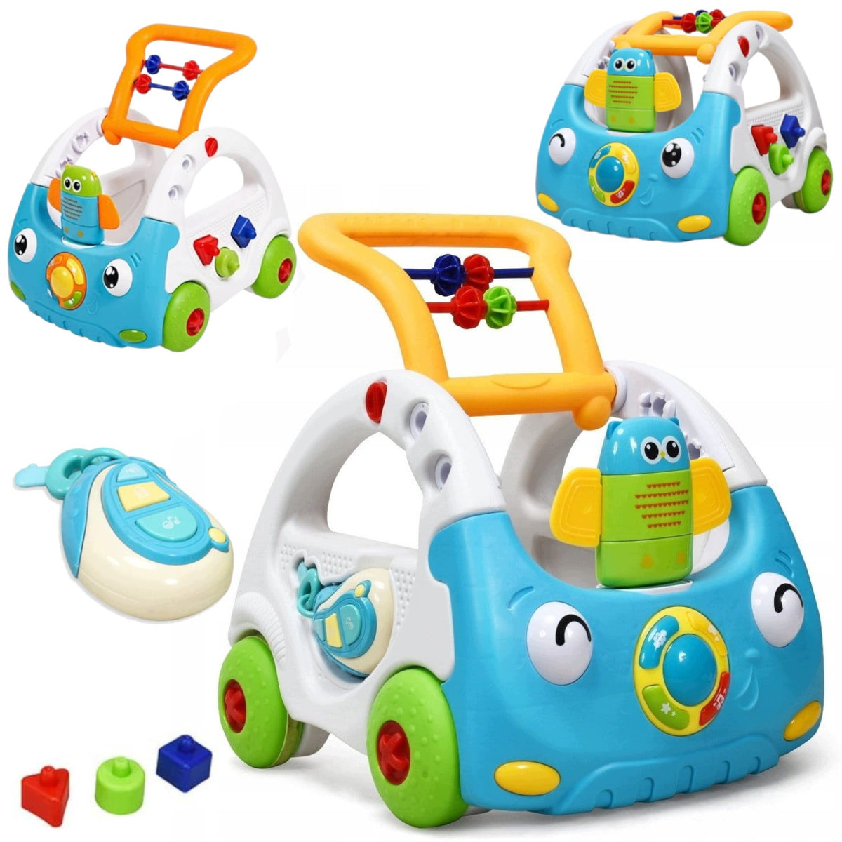 WALKER PUSHER INTERACTIVE RIDER SORTER CAR EDUCATIONAL SOUND AND LED
