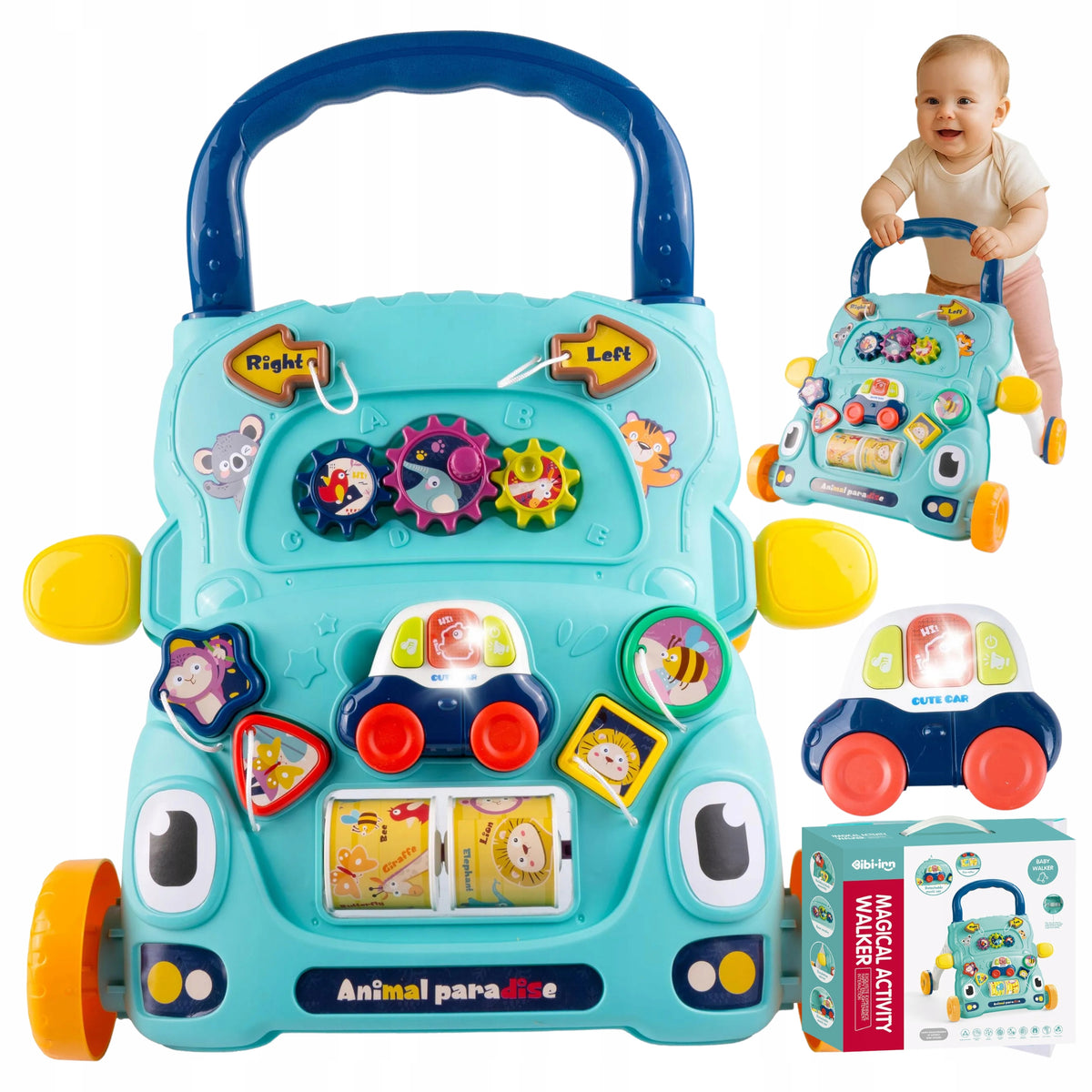 WALKER PUSHER INTERACTIVE TABLE CAR SORTER EDUCATIONAL BLOCKS BLUE Manufacturer code 6063033311