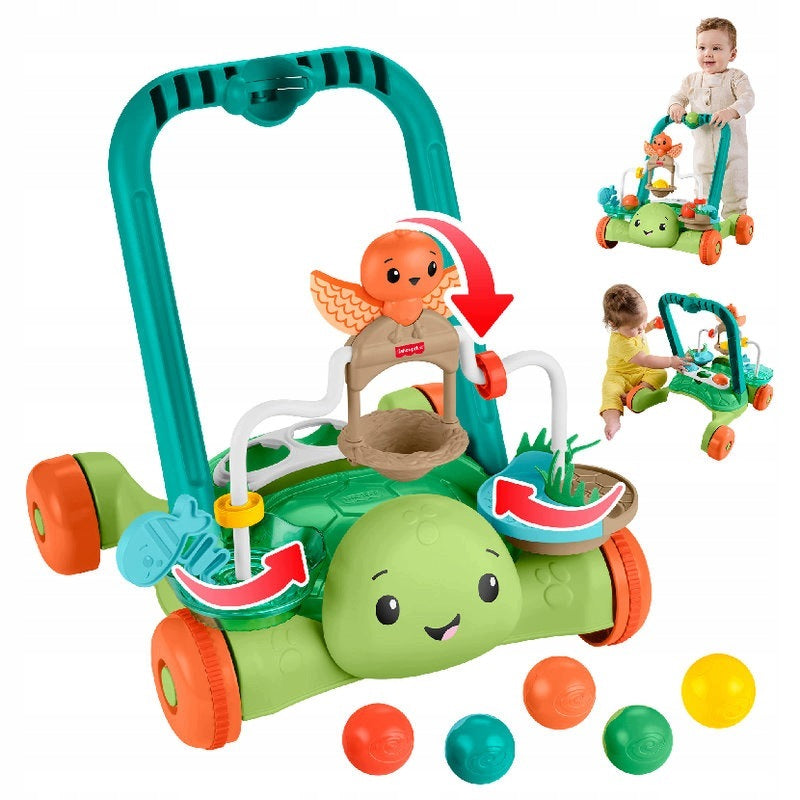 WALKER PUSHER TURTLE FISHER-PRICE INTERACTIVE 2IN1 SENSORY 5 BALLS 6M+ Brand Fisher-Price