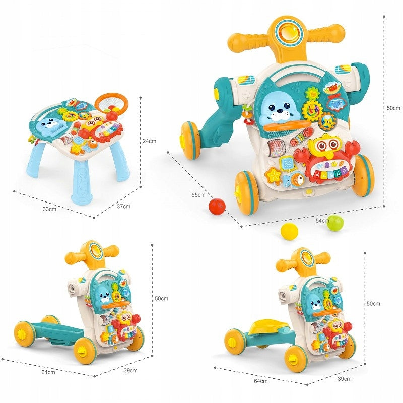 WALKER TABLE 4in1 INTERACTIVE STROLLER SCOOTER INTERACTIVE FOR LEARNING 12+ Packaging status original