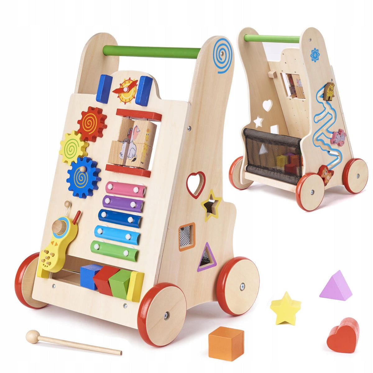WALKER WOODEN PUSHER EDUCATIONAL CUBE 6in1 SORTER CYMBALS