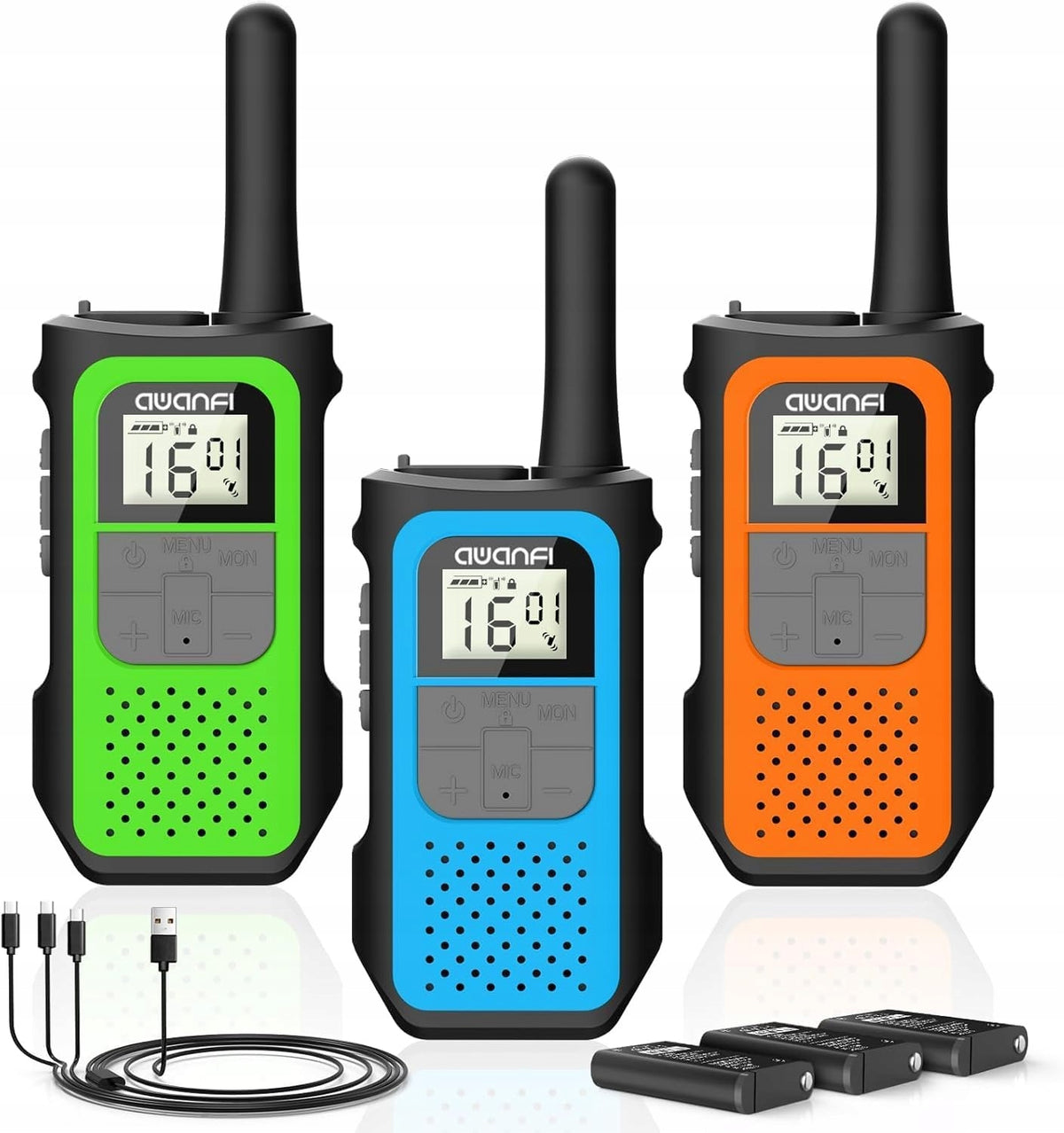 WALKIE TALKIE DLA DZIECI KRÓTKOFALÓWKI ZESTAW 3 SZT USB VOX 5km