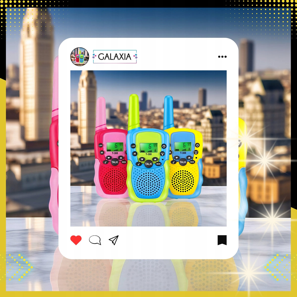 WALKIE TALKIE FOR CHILDREN 3PCS Elbows Toki Two-Way Radio Set LARGE RANGE Manufacturer code Walkie Talkie Travel 3 szt kolorowe GALAXIA