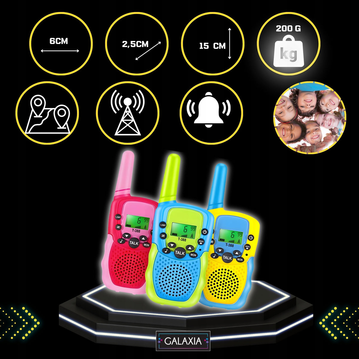 WALKIE TALKIE FOR CHILDREN 3PCS Elbows Toki Two-Way Radio Set LARGE RANGE Packaging status original