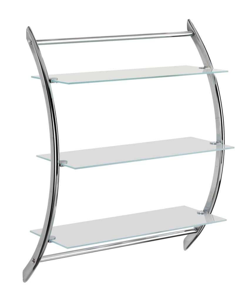 WALL BATHROOM SHELF GLASS METAL WENKO Furniture height 71 cm