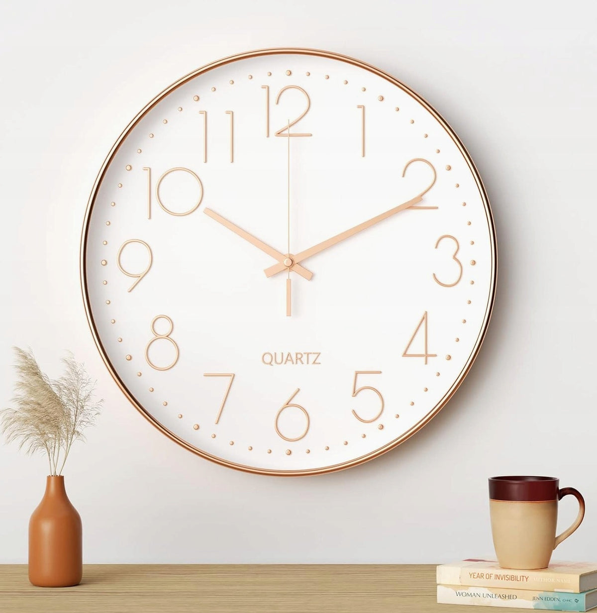 WALL CLOCK 30 CM ROUND MODERN QUIET ELEGANT QUARTZ HOUSE