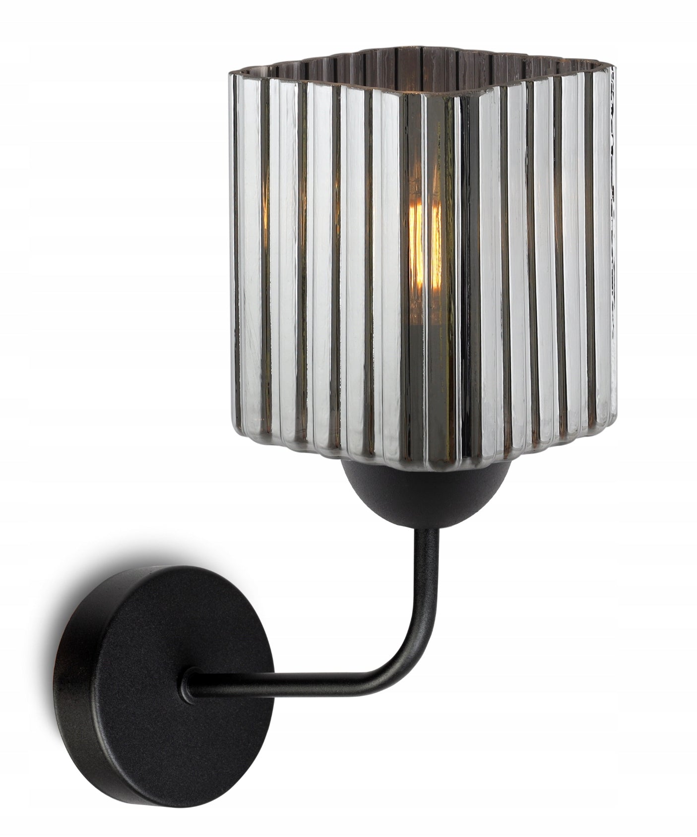 WALL LAMP BLACK SINGLE GRAPHITE GLASS LOFT SHADE FOR LIVING ROOM Packaging status original