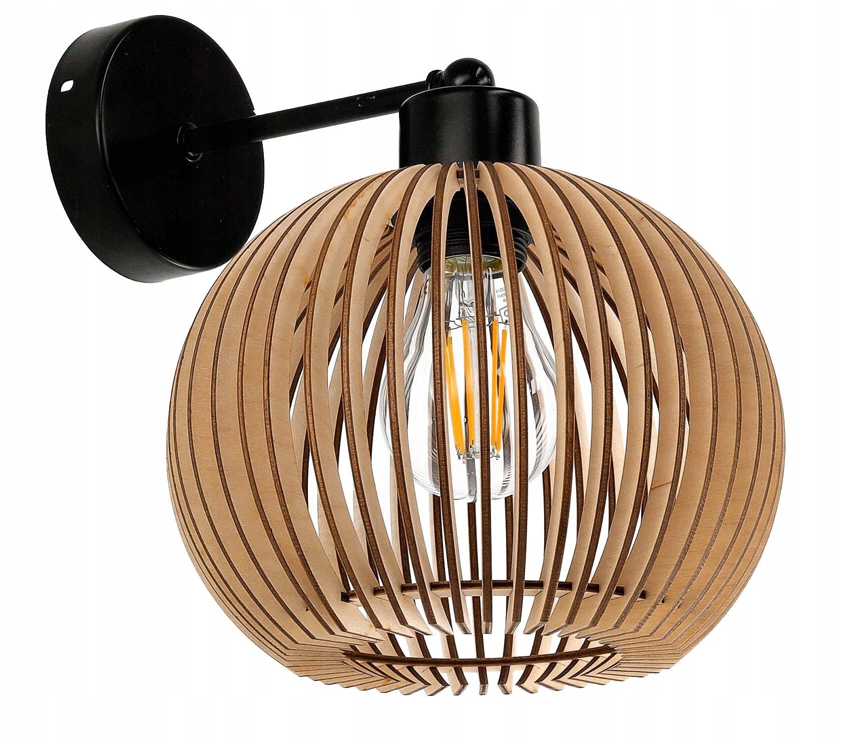 WALL LAMP FIXED LOFT RUSTIC WOODEN BALL WOOD E27