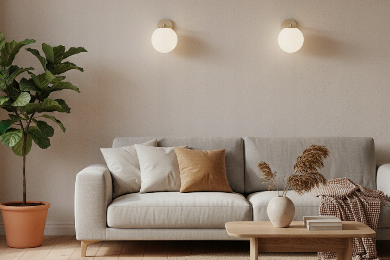 WALL LAMP FLORENCE BEIGE GLAMOUR WHITE BALL FOR BEDROOM LIVING ROOM Brand Light Home