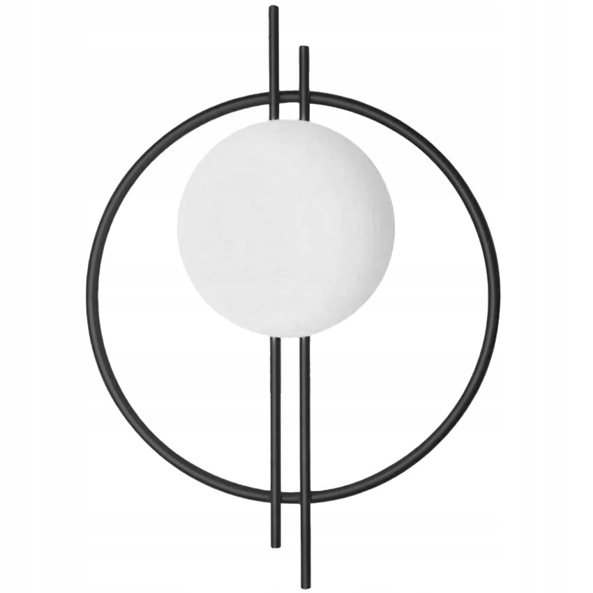 WALL LAMP SCONCE E27 BLACK WITH WHITE LAMPSHADE GLASS GEOMETRIC BALL Packaging status original