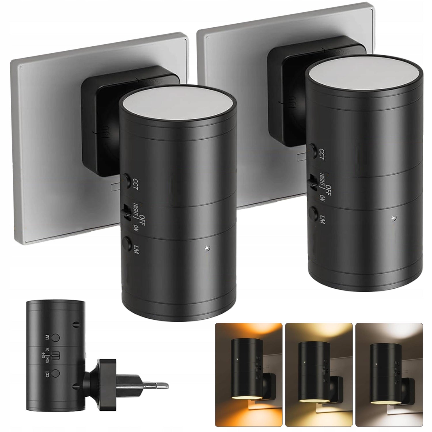 WALL LAMP WITH PLUG 3 COLOR TEMPERATURES DIMMABLE LIGHT SENSOR