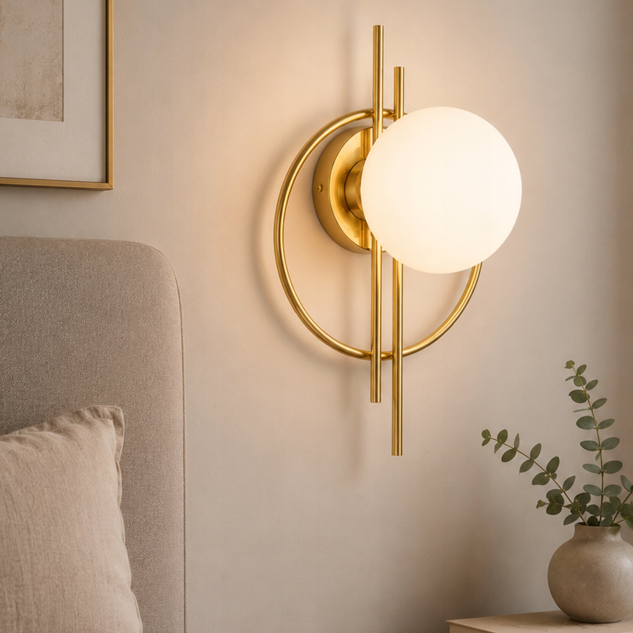 WALL LAMP modern WALL LAMP GLASS MILK BALLS Glamour bronze