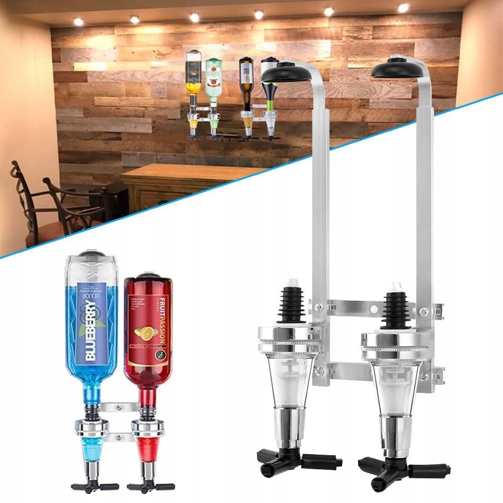 WALL MOUNT BOTTLE HOLDER, 2 BOTTLES ALCOHOL DISPENSER WINE DISPENSER FOR BAR