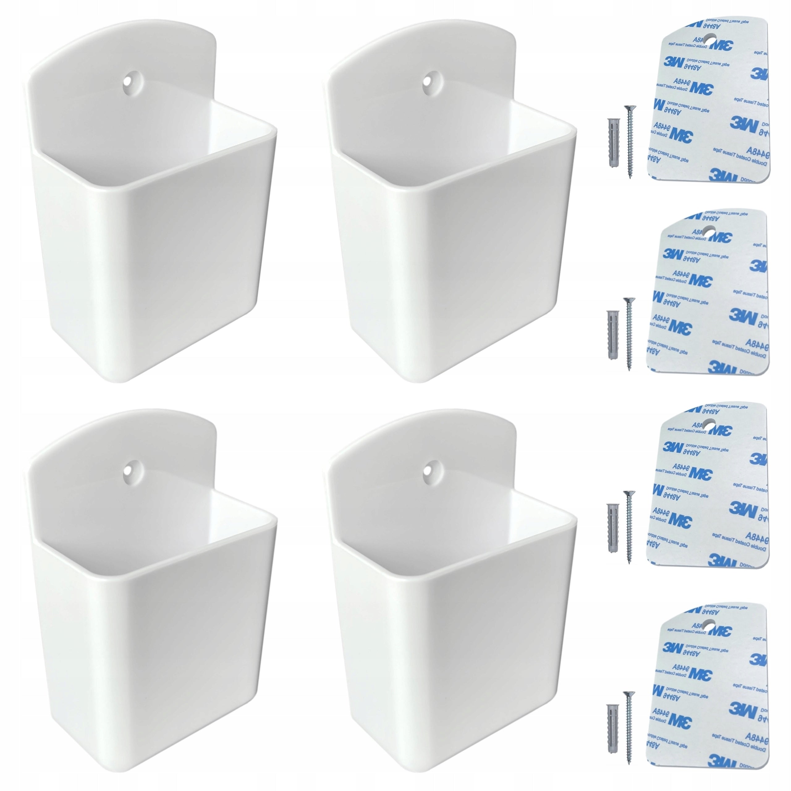 WALL MOUNT HANGER ORGANIZER FOR AUDIO REMOTES LED SELF-ADHESIVE WHITE