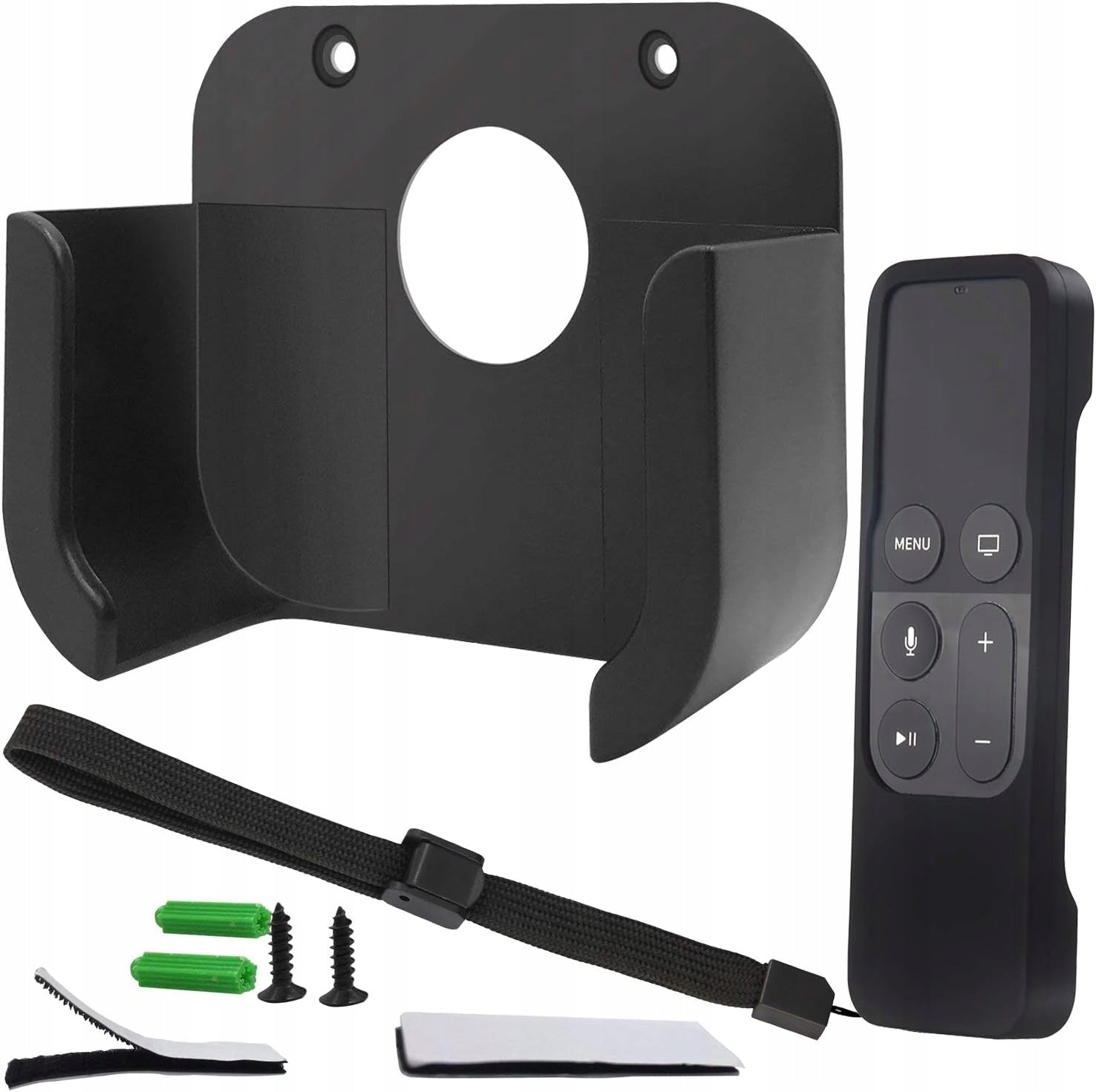 WALL MOUNT REMOTE CONTROL CASE COMPATIBLE WITH APPLE TV HANGER SOLID BLACK