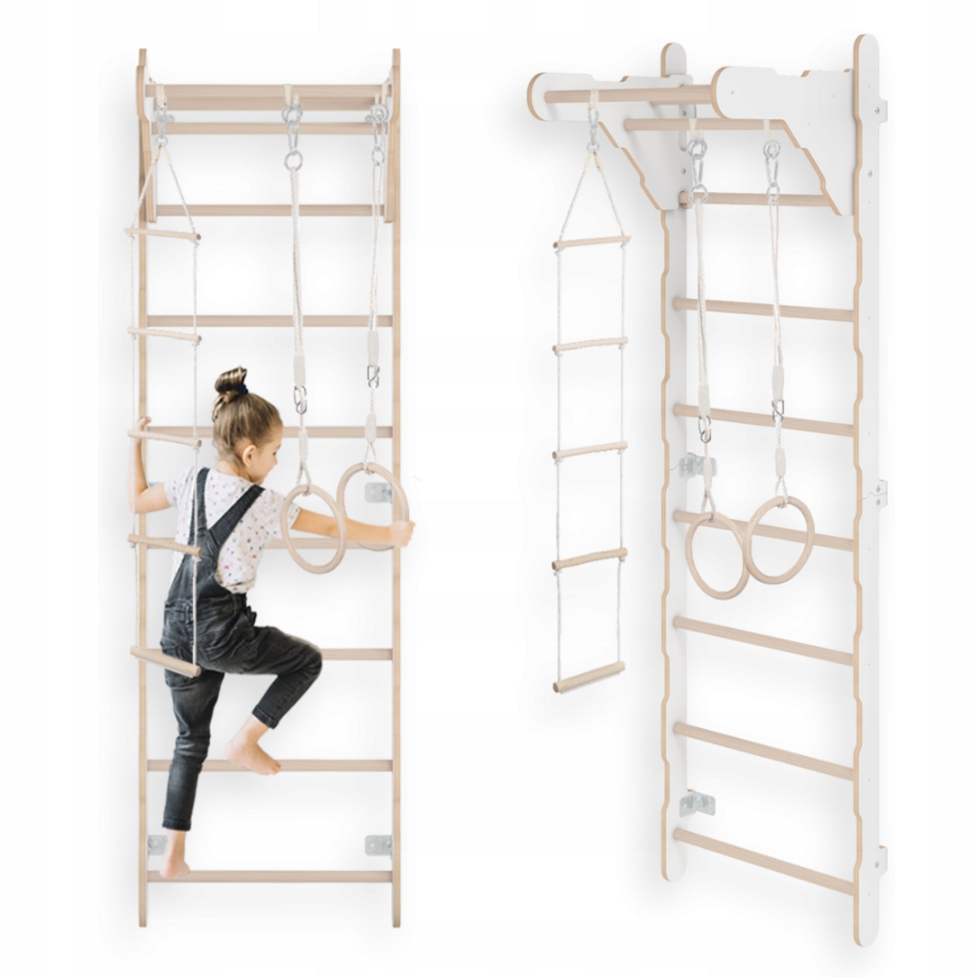 WALL-MOUNTED LADDER WHITE + HANDLE+ RINGO+ ROPE LADDER + mounting kit