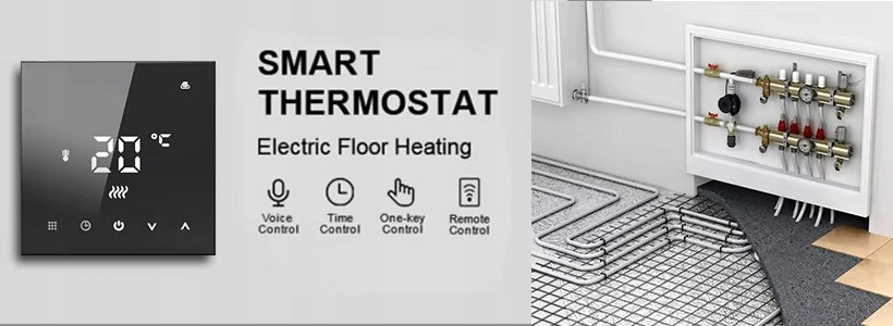 WALL MOUNTED THERMOSTAT ROOM TOUCH SCREEN LED WiFi TUYA TERSCP Manufacturer code TERSCP/BL