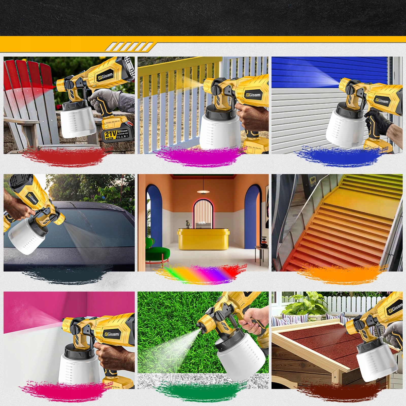 WALL PAINT GUN ELECTRIC SPRAY FOR PAINTS 1000ML Manufacturer code Gisam-4402
