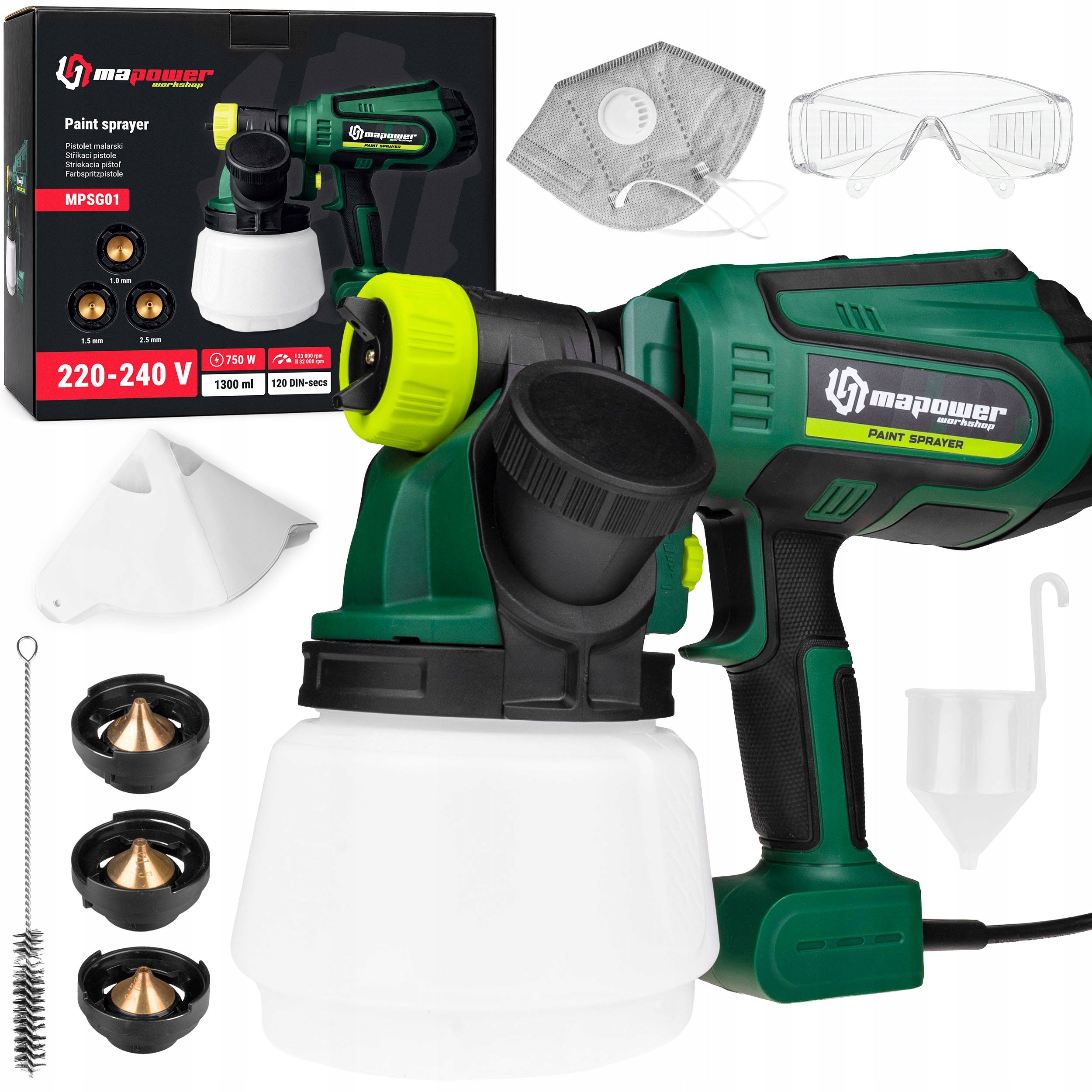 WALL PAINT GUN PAINT SPRAYER 3 NOZZLES 750 IN 120 DIN MAPOWER