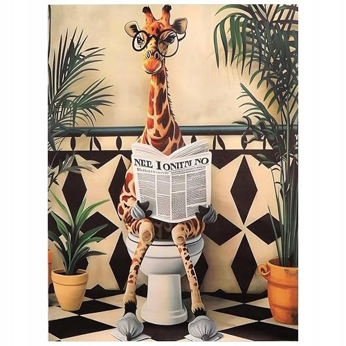 WALL PAINTING GIRAFFE BATHROOM CANVAS 30X40 CM SET OF 2 PCS GIFT