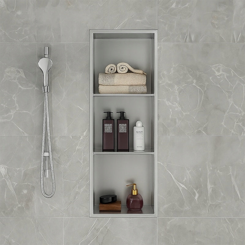 WALL RECESSED BATHROOM SHELF WITH FLANGE TRES 90X30X10 CM CHROME Manufacturer code TRES-CH-90X30X10