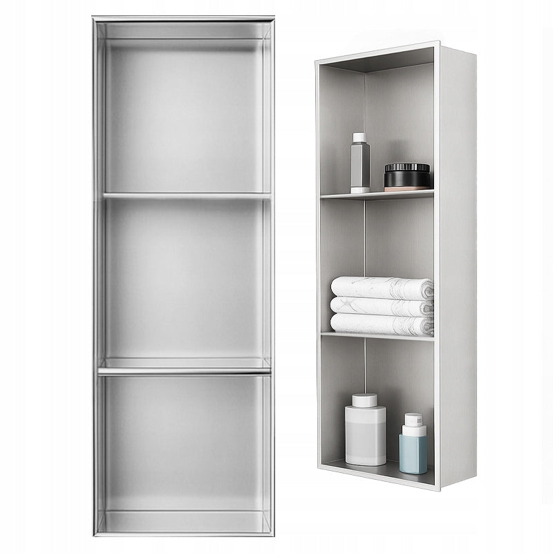 WALL RECESSED BATHROOM SHELF WITH FLANGE TRES 90X30X10 CM CHROME