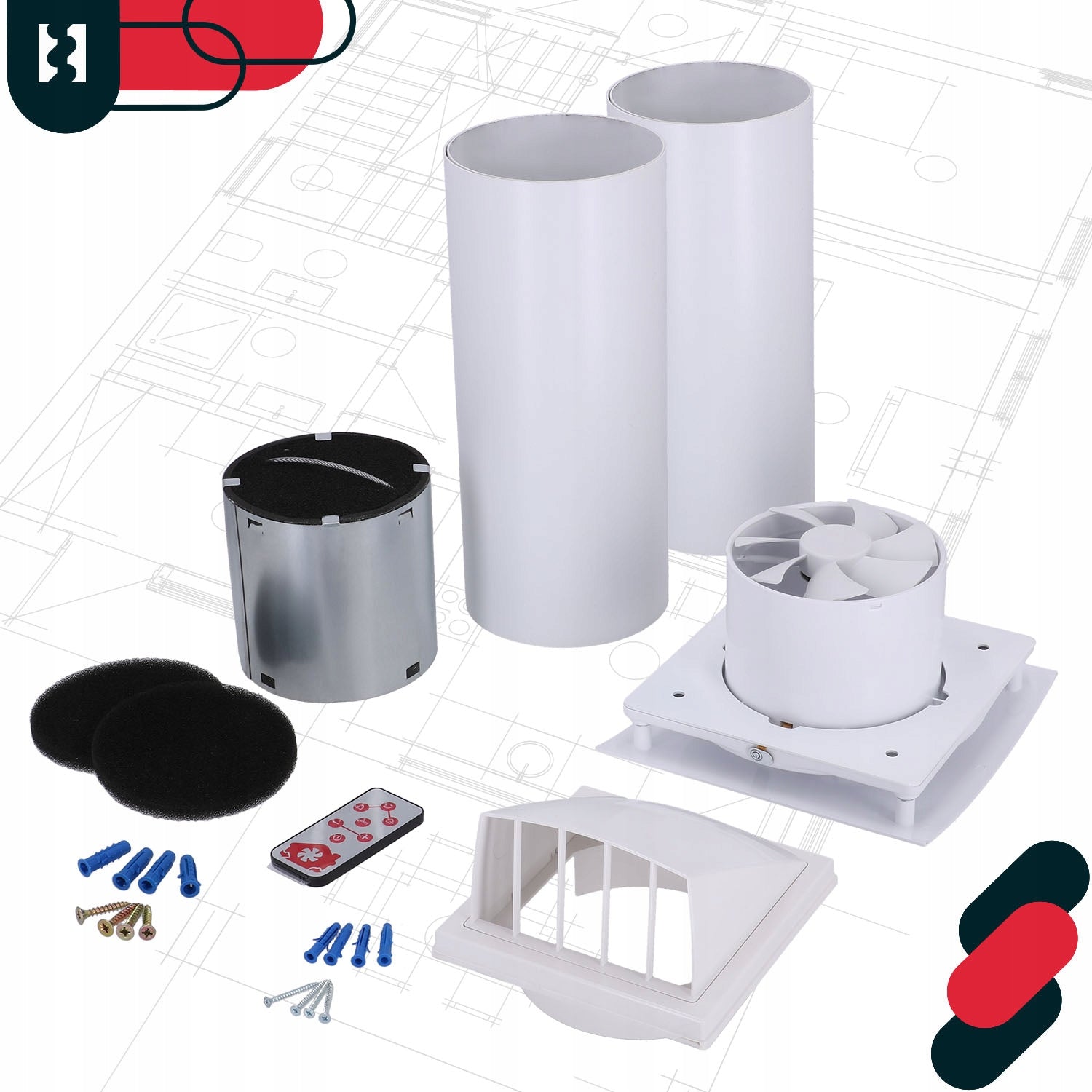 WALL RECUPERATOR DECENTRAL CERAMIC VENTILATION PILOT FI 125 MM WHITE Range of energy efficiency classes A+ - G