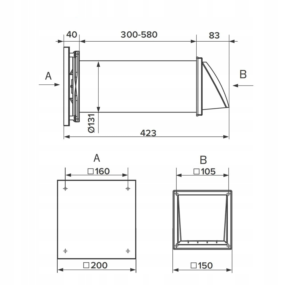 WALL RECUPERATOR HRV-C 125 temperature sensor 63 m3 remote control included 6 speeds. Energy efficiency class A