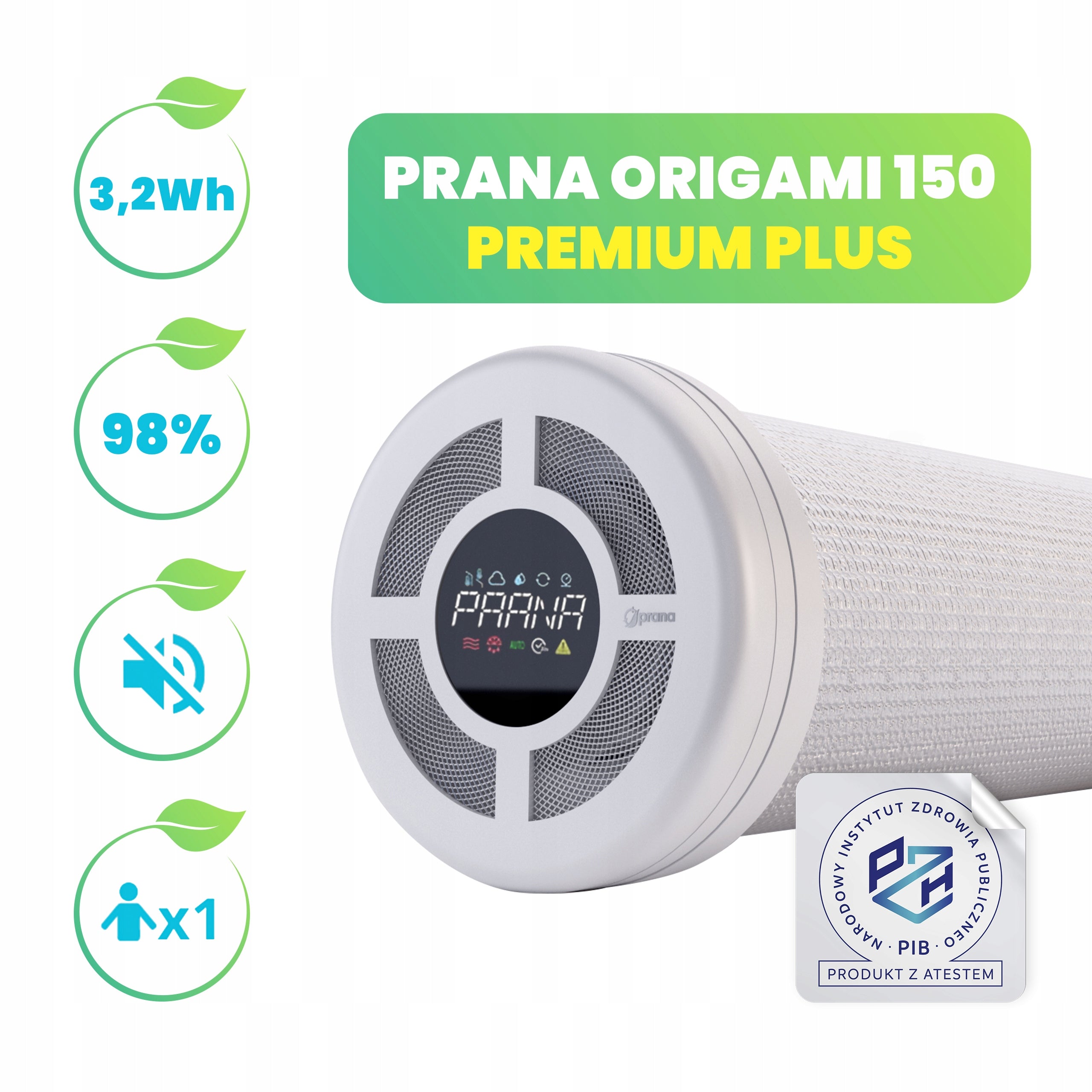 WALL RECUPERATOR PRANA ORIGAMI 150 PREMIUM PLUS WIFI HUMIDITY SENSOR Packaging status original