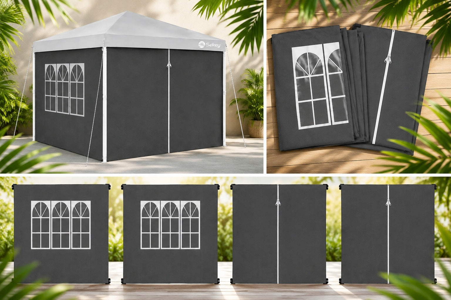 WALL / SIDE WALLS FOR PAVILION TENT GAZEBO 3x3 4 PIECES ANTHRACITE Packaging status original