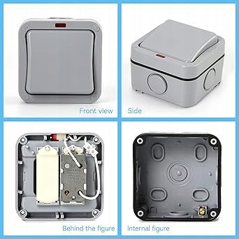 WALL SWITCH WATERPROOF OUTDOOR MP12 IP66 SINGLE GREY Brand no brand