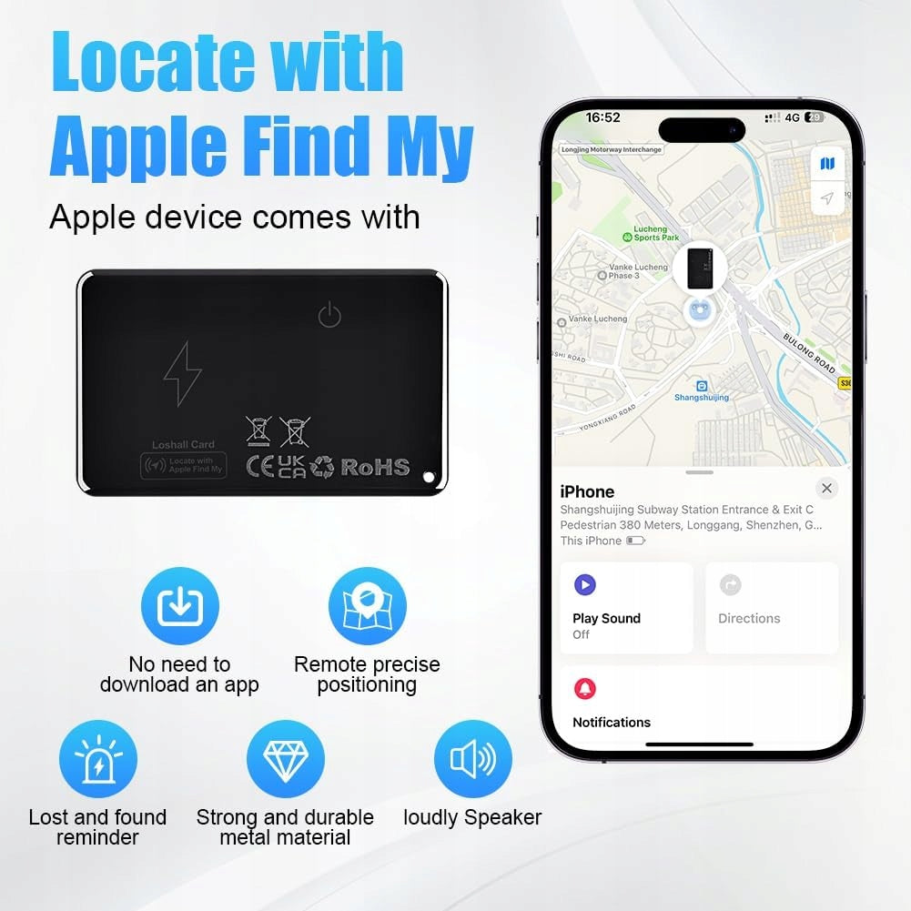 WALLET LOCATOR TRACKER ULTRA THIN WI-FI BLUETOOTH APPLE FIND MY Manufacturer code TRACKER PORTFELA BLUETOOTH APPLE FIND MY